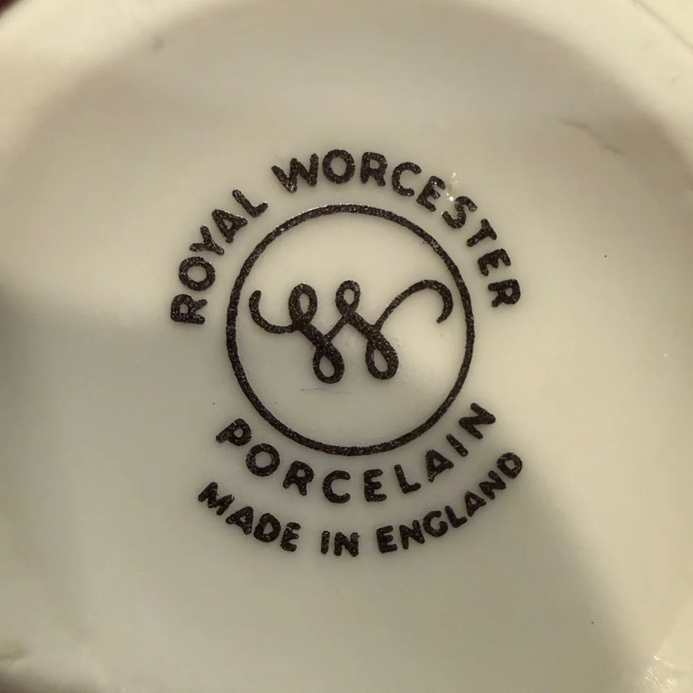 Royal Worcester Porcelain Pair of Egg Coddlers in June Garland Pattern VTG.